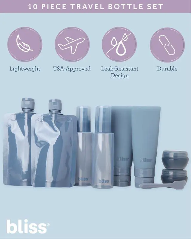 Alt view image 2 of 7 - Travel Bottles Set 10 Piece TSA Approved Leak Proof Refillable