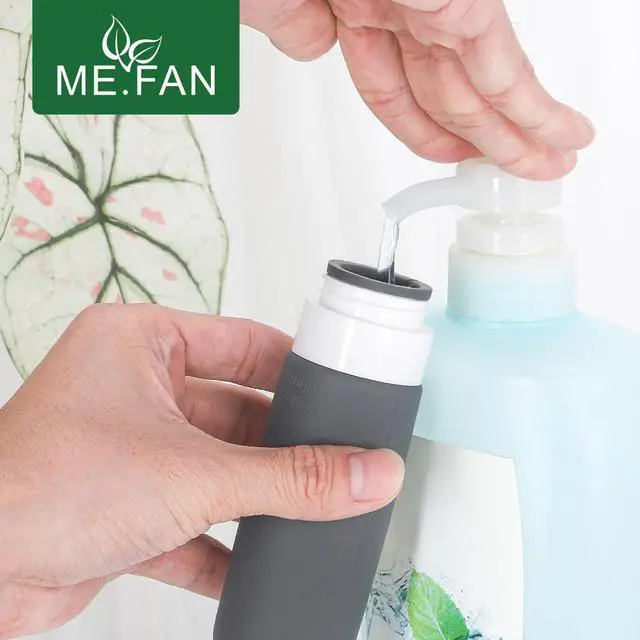Alt view image 3 of 7 - Travel Bottles for Toiletries,3oz Silicone Travel Size Containers, TSA Approved Squeezable Portable Split Bottle, Travel Accessories for Conditioner Shampoo Lotion - 4 Pack Black/White