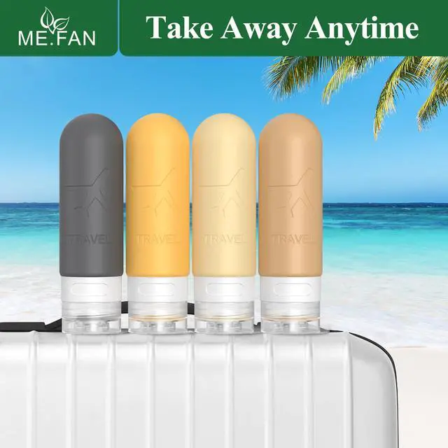 Alt view image 6 of 7 - Travel Bottles for Toiletries,3oz Silicone Travel Size Containers, TSA Approved Squeezable Portable Split Bottle, Travel Accessories for Conditioner Shampoo Lotion - 4 Pack Black/White