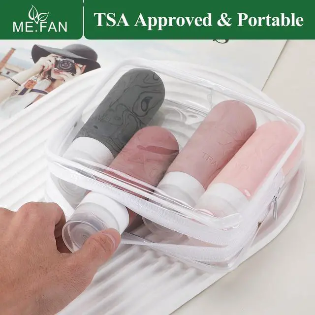 Alt view image 7 of 7 - Travel Bottles for Toiletries,3oz Silicone Travel Size Containers, TSA Approved Squeezable Portable Split Bottle, Travel Accessories for Conditioner Shampoo Lotion - 4 Pack Black/White