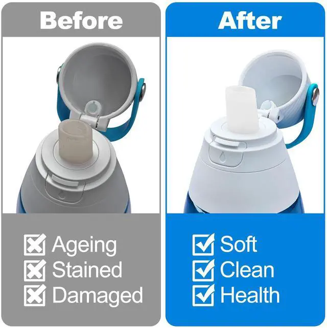 Alt view image 4 of 6 - Mouthpiece Replacement for Brita Water Bottle With Brush, Bite Valve Replacement Parts, BPA Free, 4 Pack Mouthpieces with Cleaning Brush (4 Mouthpiece + 1 Cleaning Brush)