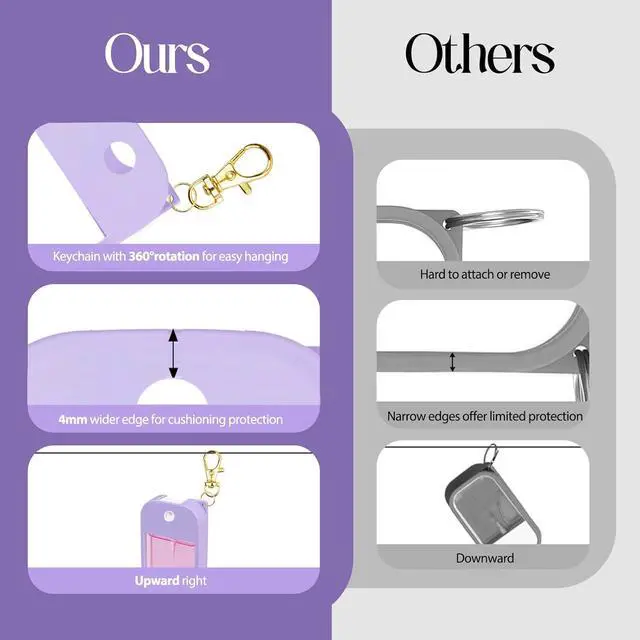 Alt view image 3 of 7 - Silicone Case Compatible with Touchland Hand Sanitizer Spray, Protective Case with Keychain for Power Mist and Glow Mist 1 fl oz 30ml, Hand Sanitizer Spray Accessory purple
