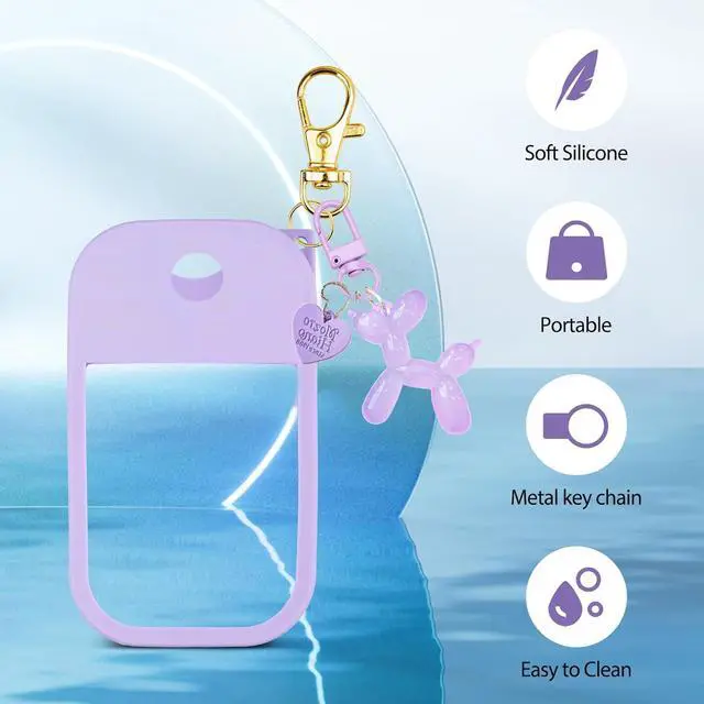 Alt view image 5 of 7 - Silicone Case Compatible with Touchland Hand Sanitizer Spray, Protective Case with Keychain for Power Mist and Glow Mist 1 fl oz 30ml, Hand Sanitizer Spray Accessory purple