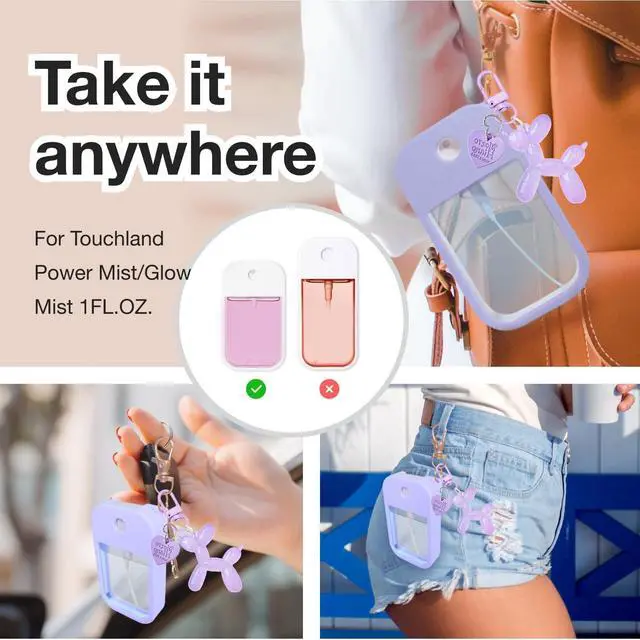 Alt view image 7 of 7 - Silicone Case Compatible with Touchland Hand Sanitizer Spray, Protective Case with Keychain for Power Mist and Glow Mist 1 fl oz 30ml, Hand Sanitizer Spray Accessory purple