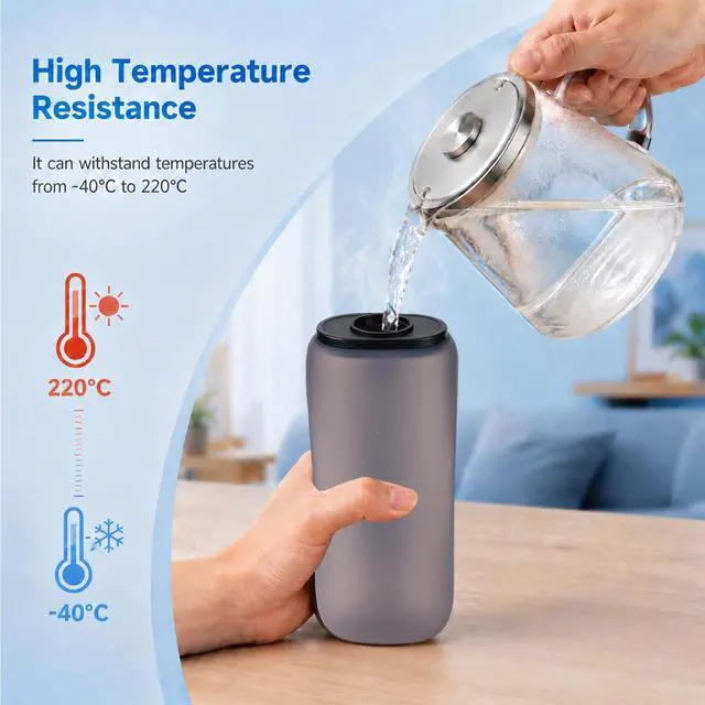 Alt view image 7 of 7 - Running Water Bottle 350ml, Collapsible Silicone Water Bottle with Strap, Leak-Proof, for Running, Hiking, Cycling, Travel (Black)