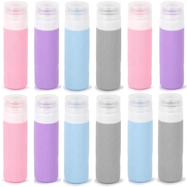 Main image of Travel Toiletry Bottles - 3oz Leakproof Silicone Containers, Refillable Travel Accessories for Shampoo, Conditioner, Lotion, 4 Colors