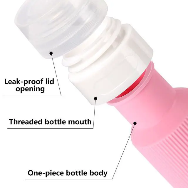 Alt view image 2 of 7 - Travel Toiletry Bottles - 3oz Leakproof Silicone Containers, Refillable Travel Accessories for Shampoo, Conditioner, Lotion, 4 Colors