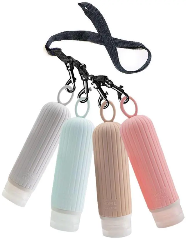 Main image of Refillable Bottles Leak Proof Camping Travel Containers with Shower Lanyard,3oz TSA Approved Squeezable Silicone Travel Tube Set for Gym Shampoo Lotion Soap