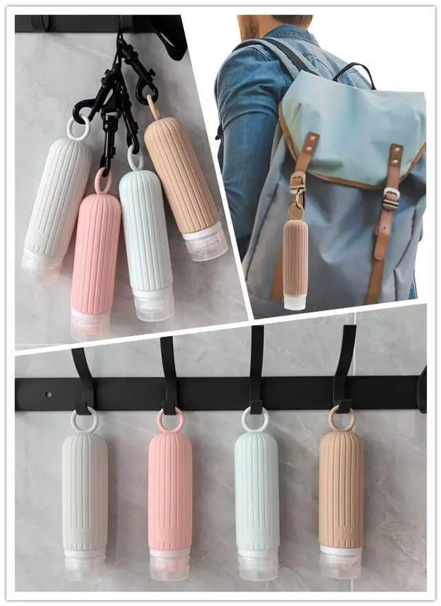 Alt view image 4 of 7 - Refillable Bottles Leak Proof Camping Travel Containers with Shower Lanyard,3oz TSA Approved Squeezable Silicone Travel Tube Set for Gym Shampoo Lotion Soap