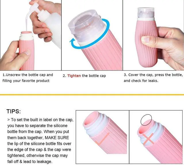 Alt view image 7 of 7 - Refillable Bottles Leak Proof Camping Travel Containers with Shower Lanyard,3oz TSA Approved Squeezable Silicone Travel Tube Set for Gym Shampoo Lotion Soap