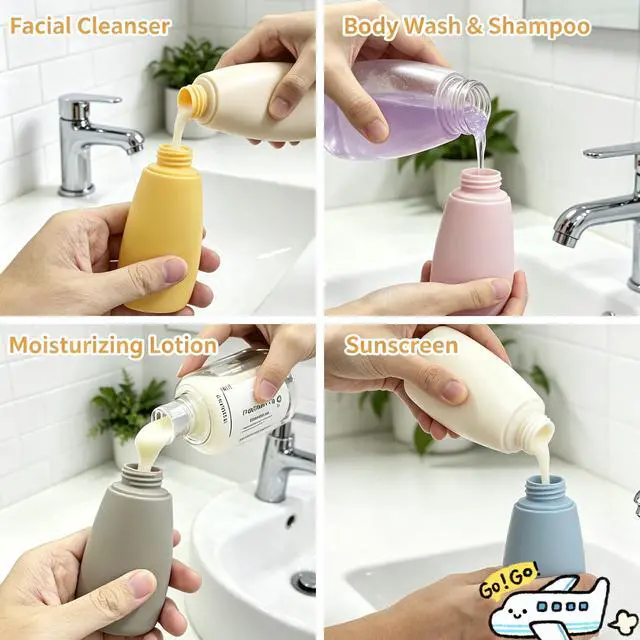 Alt view image 4 of 6 - Travel Bottles for Toiletries, for Shampoo and Conditioner, Colorful 4 Pcs