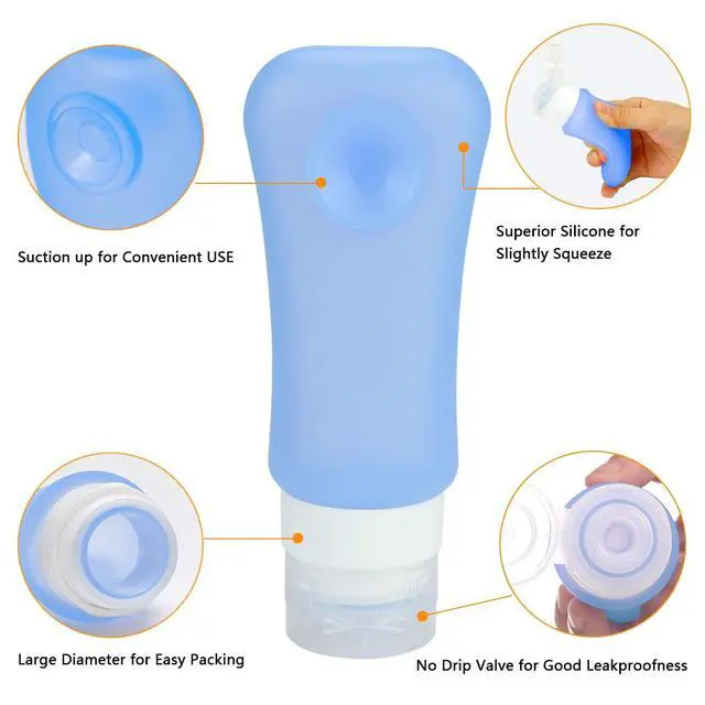 Alt view image 2 of 7 - Approved Travel Bottles Sets, 3 Ounce Leakproof Silicone Toiletry Tubes Travel Containers Travel Size Bottles Portable Leakproof for Shampoo Lotion Toiletries