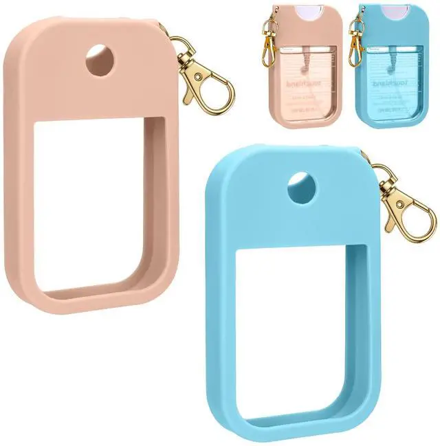 Main image of Hand Sanitizer Spray Case Compatible with Touchland, Silicone Hand Sanitizer Case Holder with Keychain for Touch Land Mist 1FL. OZ -Blush Beige+Blue