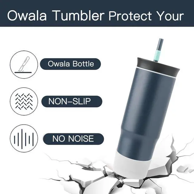 Alt view image 2 of 5 - Silicone Boot Compatible with Owala 24oz Tumbler, Anti-Slip Sleeve Boot Cover Bottom Protector Accessories for Owala 24 oz Insulated Travel Tumbler, rotects Against Damage (White)