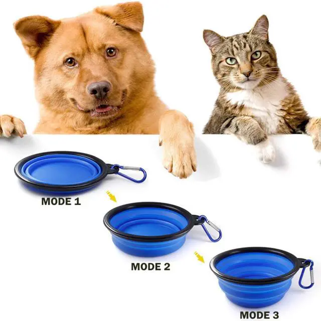 Alt view image 5 of 7 - Portable Silicone Collapsible Dog Bowls, 2 Pack Dog Bowl Travel Collapsible Bowls Water Feeding Travel Bowl Cup Dish for Pet Dogs and Cats - with 2 Pack Carabiners