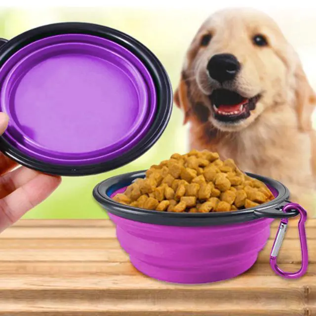 Alt view image 7 of 7 - Portable Silicone Collapsible Dog Bowls, 2 Pack Dog Bowl Travel Collapsible Bowls Water Feeding Travel Bowl Cup Dish for Pet Dogs and Cats - with 2 Pack Carabiners