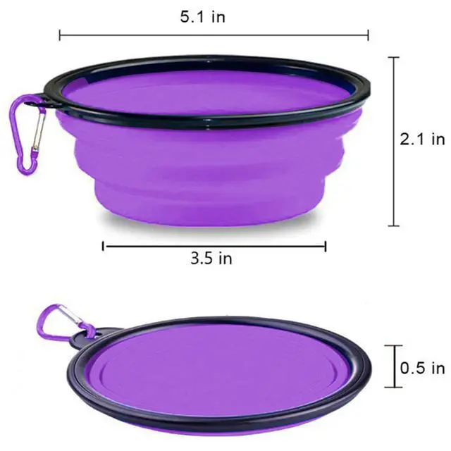 Alt view image 6 of 7 - Portable Silicone Collapsible Dog Bowls, 2 Pack Dog Bowl Travel Collapsible Bowls Water Feeding Travel Bowl Cup Dish for Pet Dogs and Cats - with 2 Pack Carabiners