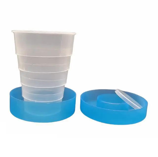 Alt view image 2 of 4 - Travel Size Collapsible Drinking Cup and Built in Pill Box Case - Blue (1-Pack)