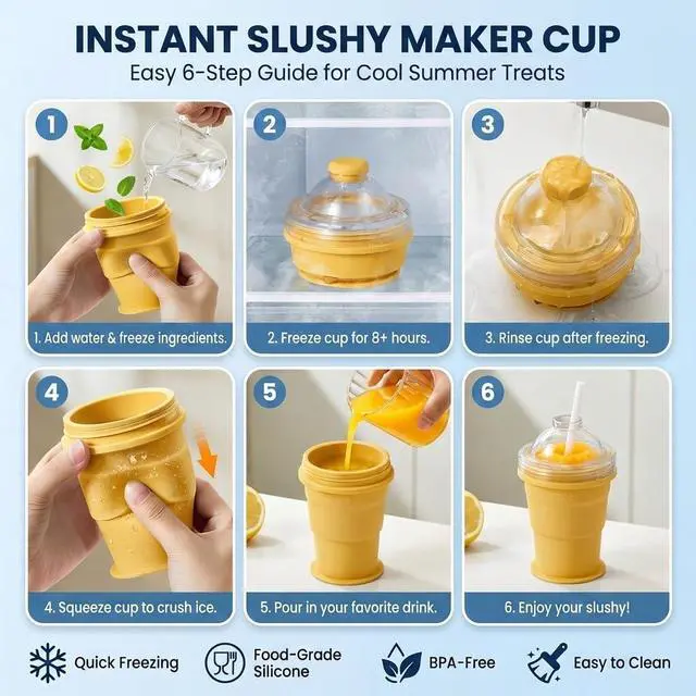 Alt view image 4 of 6 - Portable Collapsible Silicone Cup with Ice Ball Maker, Foldable Drinking Cup, BPA-Free, Leakproof, for Whiskey, Cocktails, Coffee(Yellow)