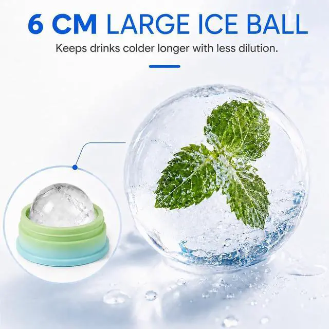 Alt view image 3 of 7 - Collapsible Silicone Ice Ball Maker Cup 325ml Portable Ice Sphere Mold with Straw & Leakproof Lid, Reusable Travel Tumbler for Whiskey, Coffee, Juice (Blue-green gradient)