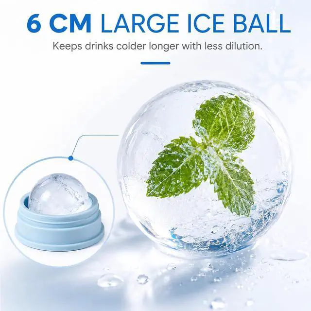 Alt view image 2 of 6 - Collapsible Silicone Ice Ball Maker Cup 325ml Portable Ice Sphere Mold with Straw & Leakproof Lid, Reusable Travel Tumbler for Whiskey, Coffee, Juice (Blue)