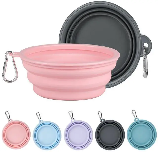 Main image of Collapsible Dog Bowls for Travel, 2Pack Dog Portable Water Bowl, Foldable Pet Food Bowl with Clasp, Pet Cat Feeding Cup Dish for Traveling, Walking, Hiking