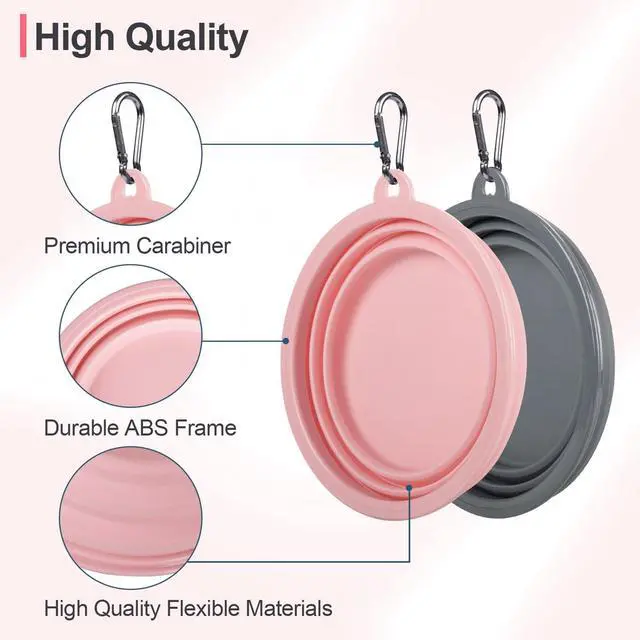 Alt view image 4 of 7 - Collapsible Dog Bowls for Travel, 2Pack Dog Portable Water Bowl, Foldable Pet Food Bowl with Clasp, Pet Cat Feeding Cup Dish for Traveling, Walking, Hiking