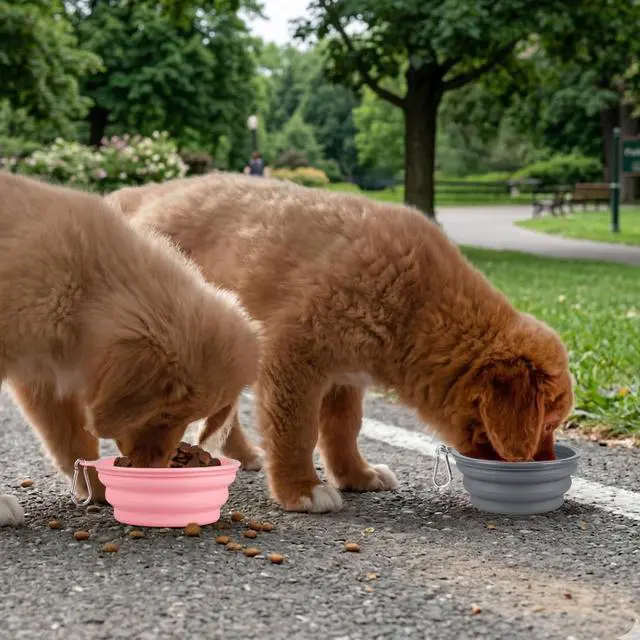 Alt view image 7 of 7 - Collapsible Dog Bowls for Travel, 2Pack Dog Portable Water Bowl, Foldable Pet Food Bowl with Clasp, Pet Cat Feeding Cup Dish for Traveling, Walking, Hiking