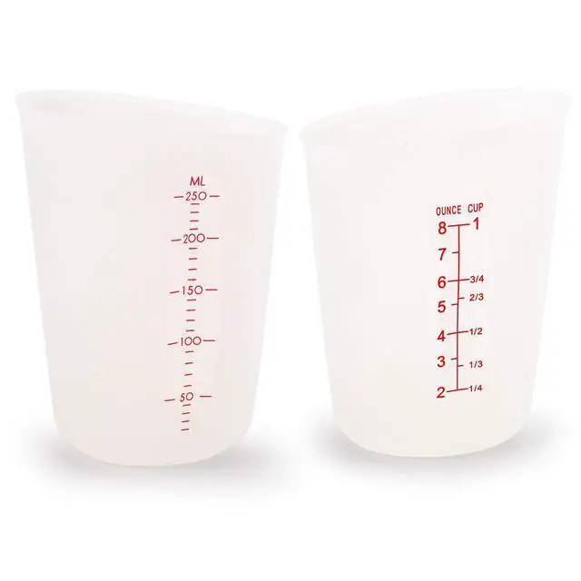 Alt view image 3 of 5 - Silicone Flexible Measuring Cups with Marking, 2 Pack 8 Ounces(1-cup) and 2 Pack 16 Ounces(2-cup) Squeeze and Pour Silicone Measuring Cup Set