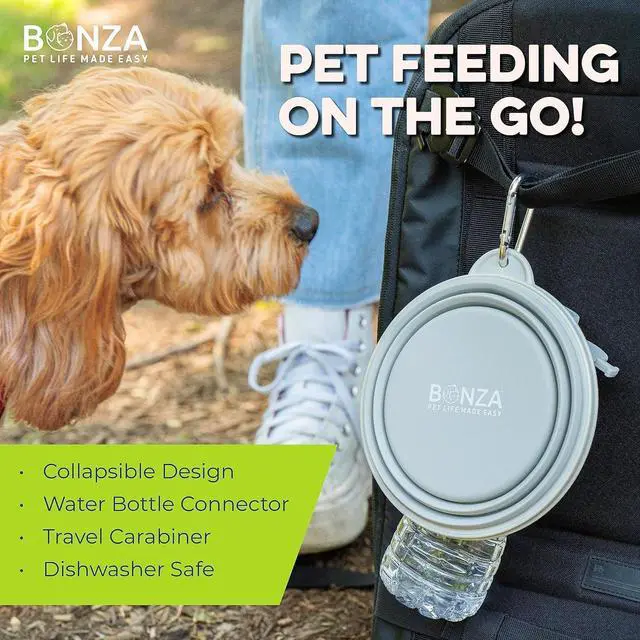 Alt view image 2 of 7 - Collapsible Dog Bowls - Small 12 oz, Dog Travel Accessories, Silicone Portable Dogs Bowl & Water Dish with Reinforced Rim & Carabiner for Hiking, Camping, and Car Trips, Black