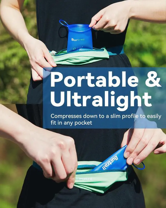 Alt view image 4 of 7 - Collapsible Cup Foldable Running Water Cup,200 ml/6.8 fl oz-2Packs Color Mixing Protable Collapsible Cups for Traveling Backpacking Running-BPA Free,SeaBlue & SkyBlue