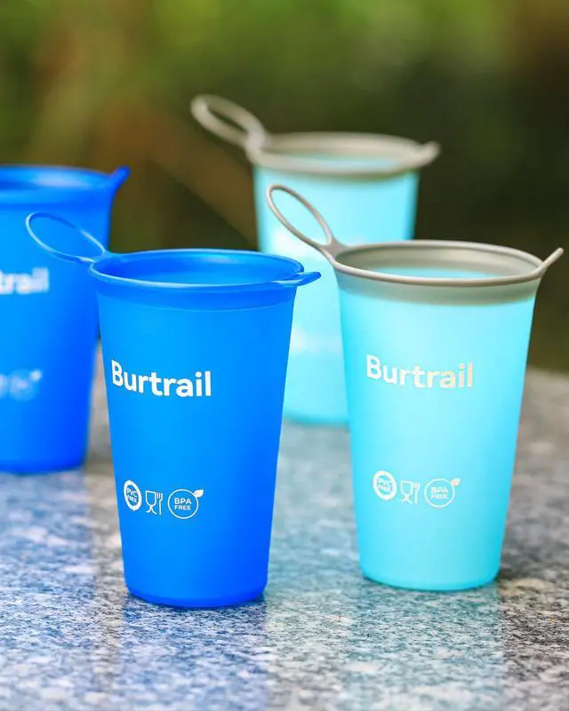 Alt view image 5 of 7 - Collapsible Cup Foldable Running Water Cup,200 ml/6.8 fl oz-2Packs Color Mixing Protable Collapsible Cups for Traveling Backpacking Running-BPA Free,SeaBlue & SkyBlue