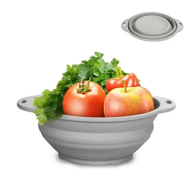 Alt view image 2 of 7 - Collapsible Silicone Mixing Bowl - 1800ml(60 fl oz) - BPA Free, Dishwasher Safe, Non-Slip Base Space Saving for Kitchen, Camping & Travel (Blue)