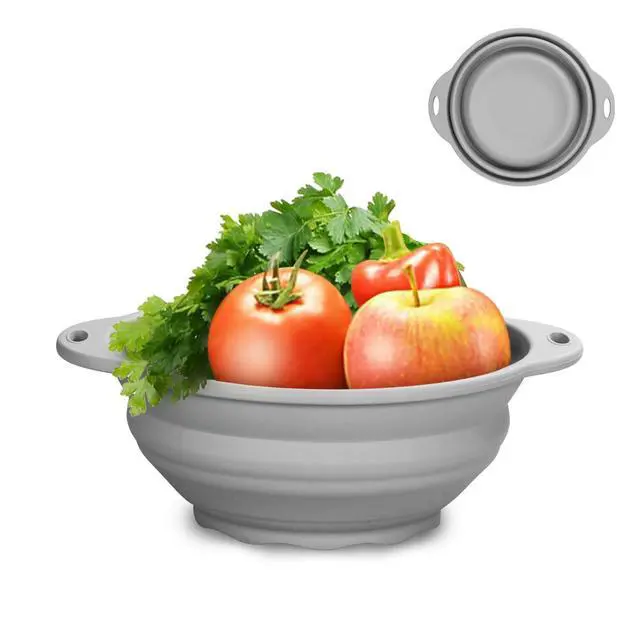 Alt view image 3 of 7 - Collapsible Silicone Mixing Bowl - 1800ml(60 fl oz) - BPA Free, Dishwasher Safe, Non-Slip Base Space Saving for Kitchen, Camping & Travel (Blue)