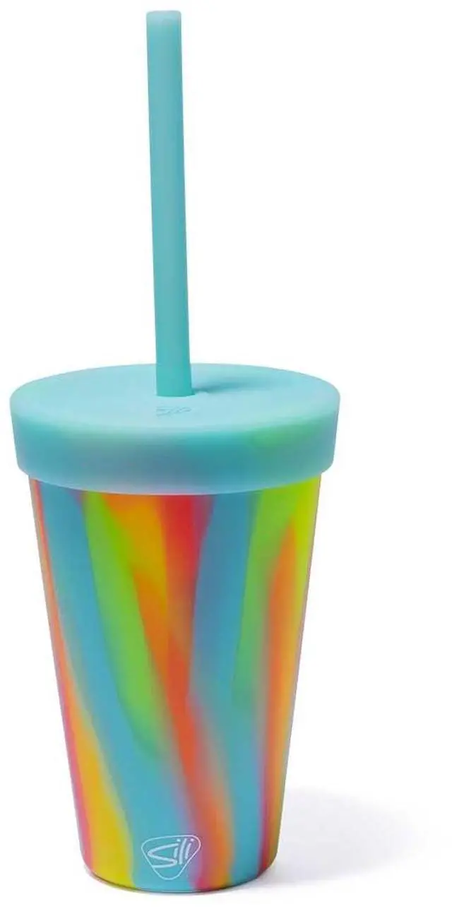 Main image of Silicone Tumbler with Straw Lid Unbreakable, Non-Toxic, Dishwasher Safe & Spill Proof Tumbler Perfect Leakproof Travel Mug for Smoothie, Coffee, Cocktail (Sugar Rush) Pack of 1