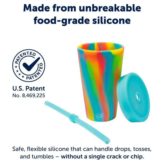 Alt view image 3 of 5 - Silicone Tumbler with Straw Lid Unbreakable, Non-Toxic, Dishwasher Safe & Spill Proof Tumbler Perfect Leakproof Travel Mug for Smoothie, Coffee, Cocktail (Sugar Rush) Pack of 1
