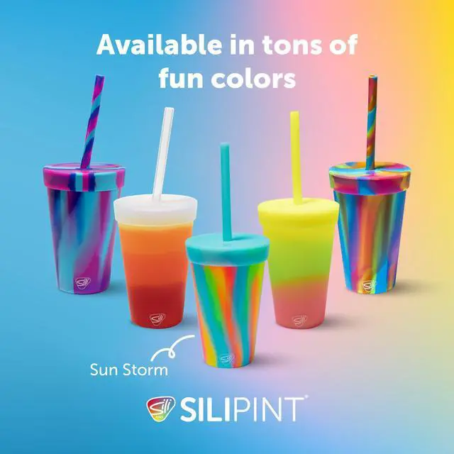 Alt view image 4 of 5 - Silicone Tumbler with Straw Lid Unbreakable, Non-Toxic, Dishwasher Safe & Spill Proof Tumbler Perfect Leakproof Travel Mug for Smoothie, Coffee, Cocktail (Sugar Rush) Pack of 1