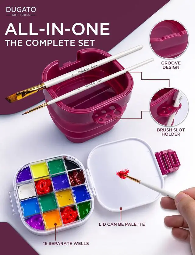 Alt view image 5 of 7 - Airtight Empty Palette Box with Lid & Foldable Water Cup, Pink