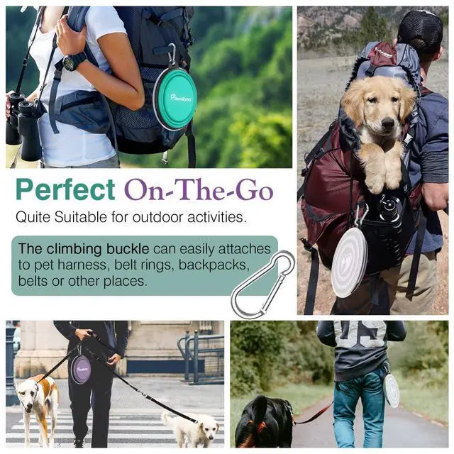 Alt view image 3 of 7 - Collapsible Travel Dog Bowls 2 Pack with Lids&Carabiners Silicone