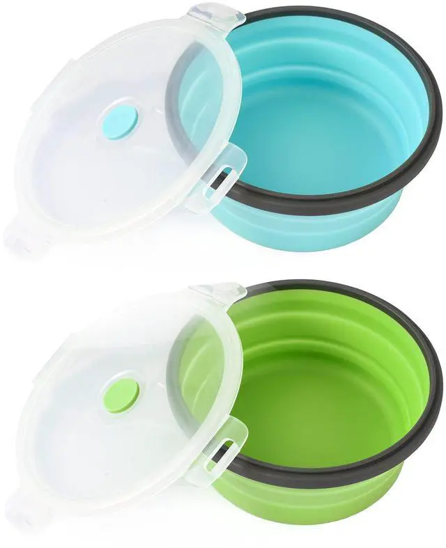 Main image of Collapsible Dog Bowls with Lids, 2 Pack Travel Dog Bowls for Small Size Dogs, Silicone Portable Dog Food Bowls Water Cup Cat Bowls Dish for Camping Traveling Walking, 12 oz 350ml