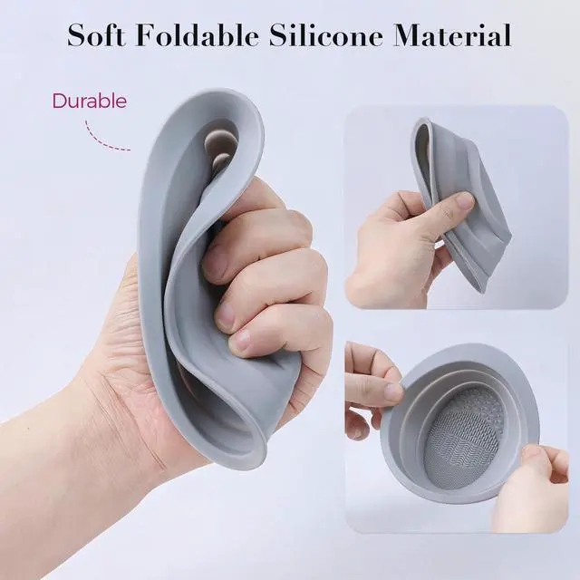 Alt view image 2 of 7 - Professional Silicone Makeup Brush Cleaner Mat - Collapsible Cleaning Bowl & Portable Scrubber Pad - Deep Wash Tool for Travel Beauty Blender Sponge & Cosmetic Brushes