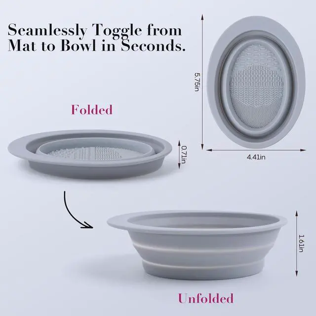 Alt view image 4 of 7 - Professional Silicone Makeup Brush Cleaner Mat - Collapsible Cleaning Bowl & Portable Scrubber Pad - Deep Wash Tool for Travel Beauty Blender Sponge & Cosmetic Brushes