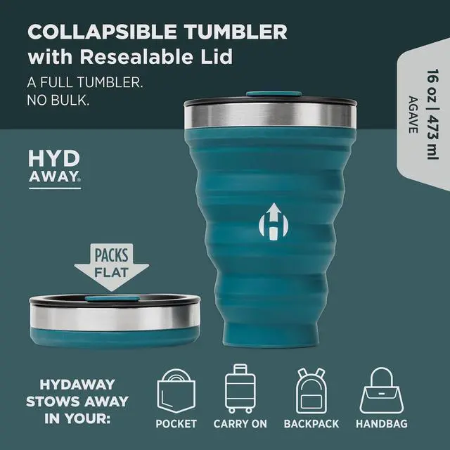Alt view image 2 of 7 - Collapsible Tumbler, Packable Travel Cup with Steel Rim