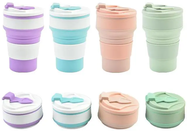 Main image of Collapsible Cup Reusable 12oz Silicone Foldable Portable Travel Water Bottle, Folding Lightweight Reusable Leakproof for Traveling Camping Hiking Cycling Yoga Sports