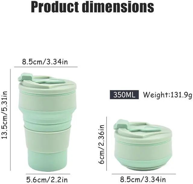 Alt view image 2 of 7 - Collapsible Cup Reusable 12oz Silicone Foldable Portable Travel Water Bottle, Folding Lightweight Reusable Leakproof for Traveling Camping Hiking Cycling Yoga Sports