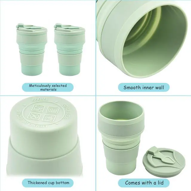 Alt view image 6 of 7 - Collapsible Cup Reusable 12oz Silicone Foldable Portable Travel Water Bottle, Folding Lightweight Reusable Leakproof for Traveling Camping Hiking Cycling Yoga Sports