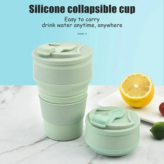 Alt view image 7 of 7 - Collapsible Cup Reusable 12oz Silicone Foldable Portable Travel Water Bottle, Folding Lightweight Reusable Leakproof for Traveling Camping Hiking Cycling Yoga Sports