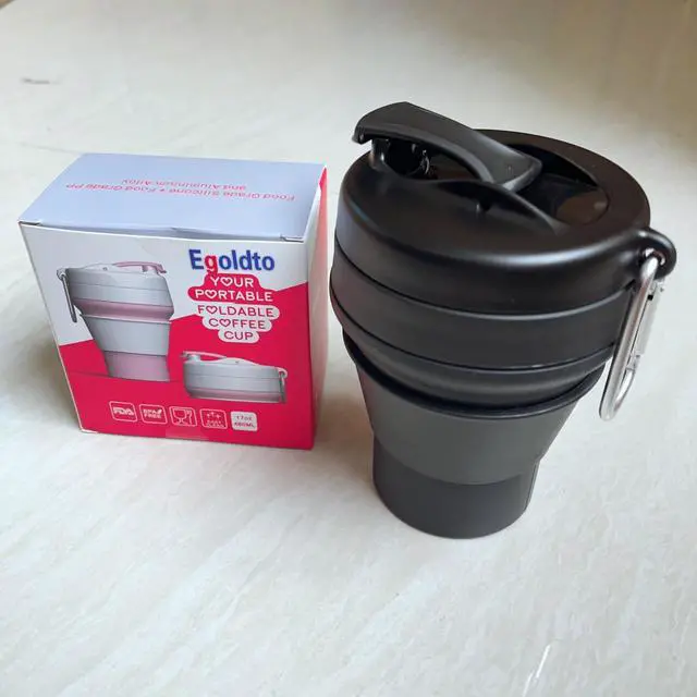 Alt view image 7 of 7 - Collapsible Coffee Cup, 16 OZ 480ml Silicone Travel Folding Cup, Leak Proof BPA Free Portable Cup, Travel mug with Lids for Camping hiking