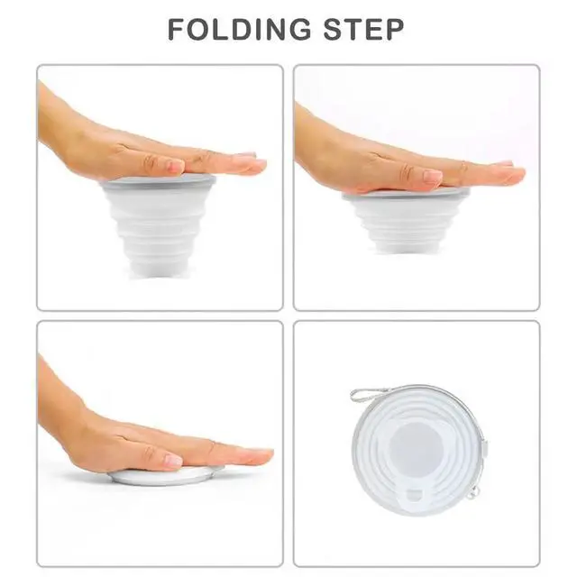 Alt view image 4 of 6 - Silicone Collapsible Cups for Camping Travel,Small Portable Backpacking Camping Cup for Outdoor,Reusable Folding Travel Cup,270ml,Graduated(Transparent)