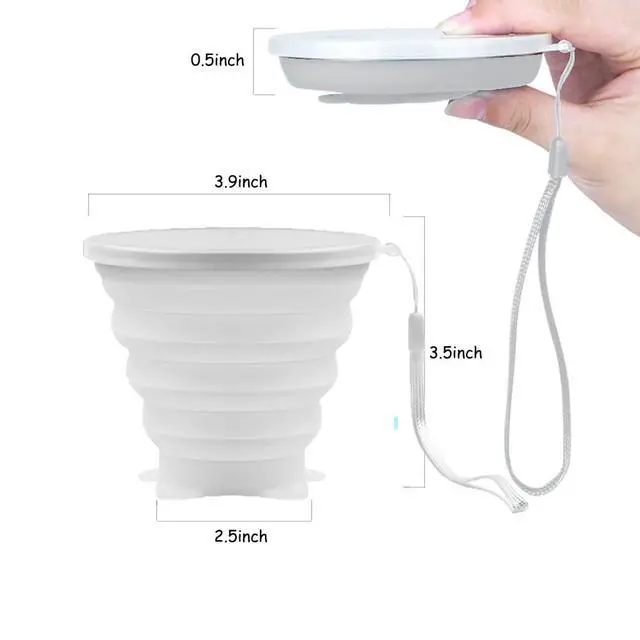 Alt view image 2 of 6 - Silicone Collapsible Cups for Camping Travel,Small Portable Backpacking Camping Cup for Outdoor,Reusable Folding Travel Cup,270ml,Graduated(Transparent)